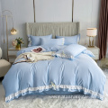 Double layer ruffled washed silk bedding set